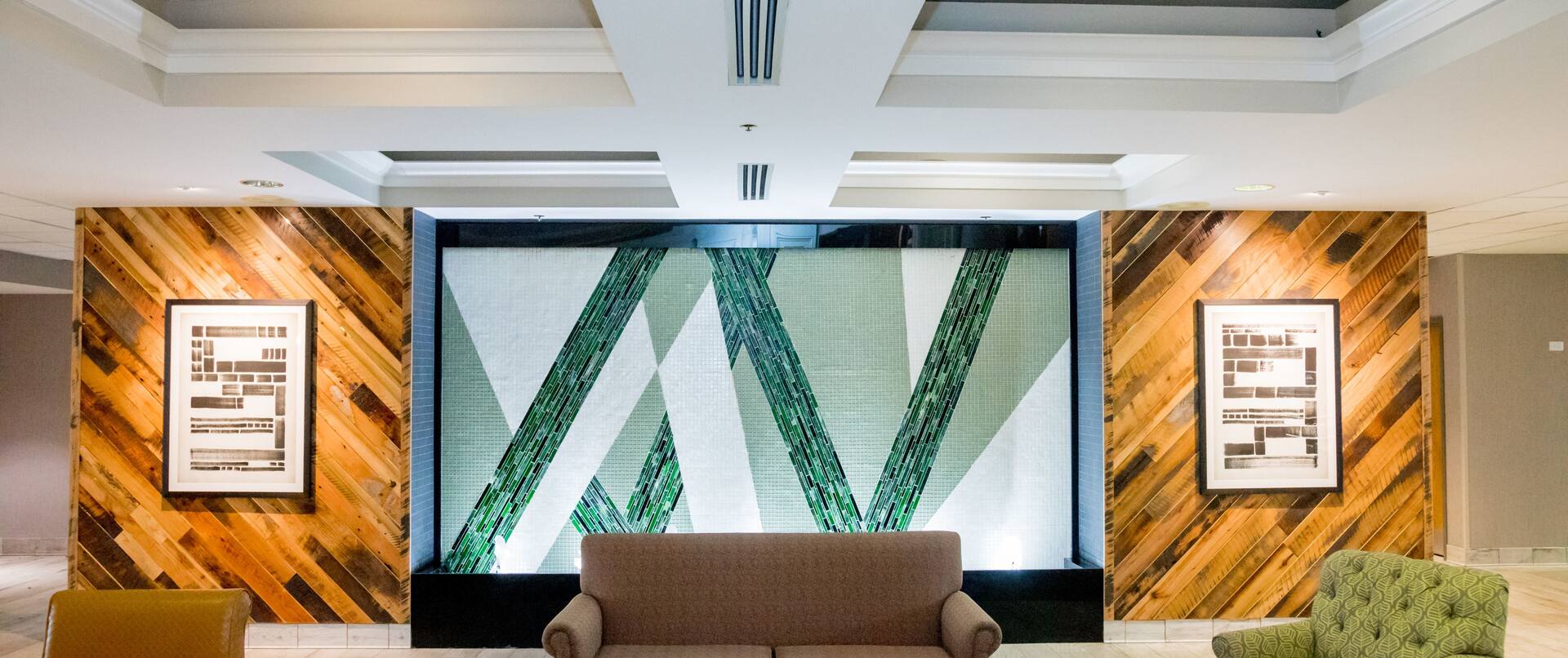 Lobby Seating Area with Wall Fountain