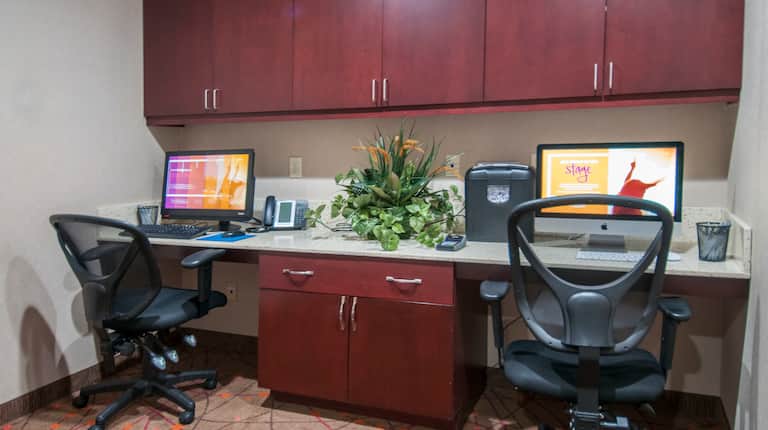 Business center with monitors