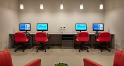 Business Center with Four Desktop Computers, Printer and Computer Chairs