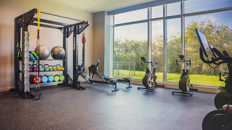 Fitness Center with Weights, Exercise Balls and Elliptical Machines