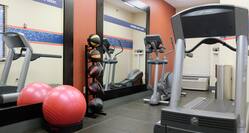 Fitness center with treadmill, elliptical, and exercise balls