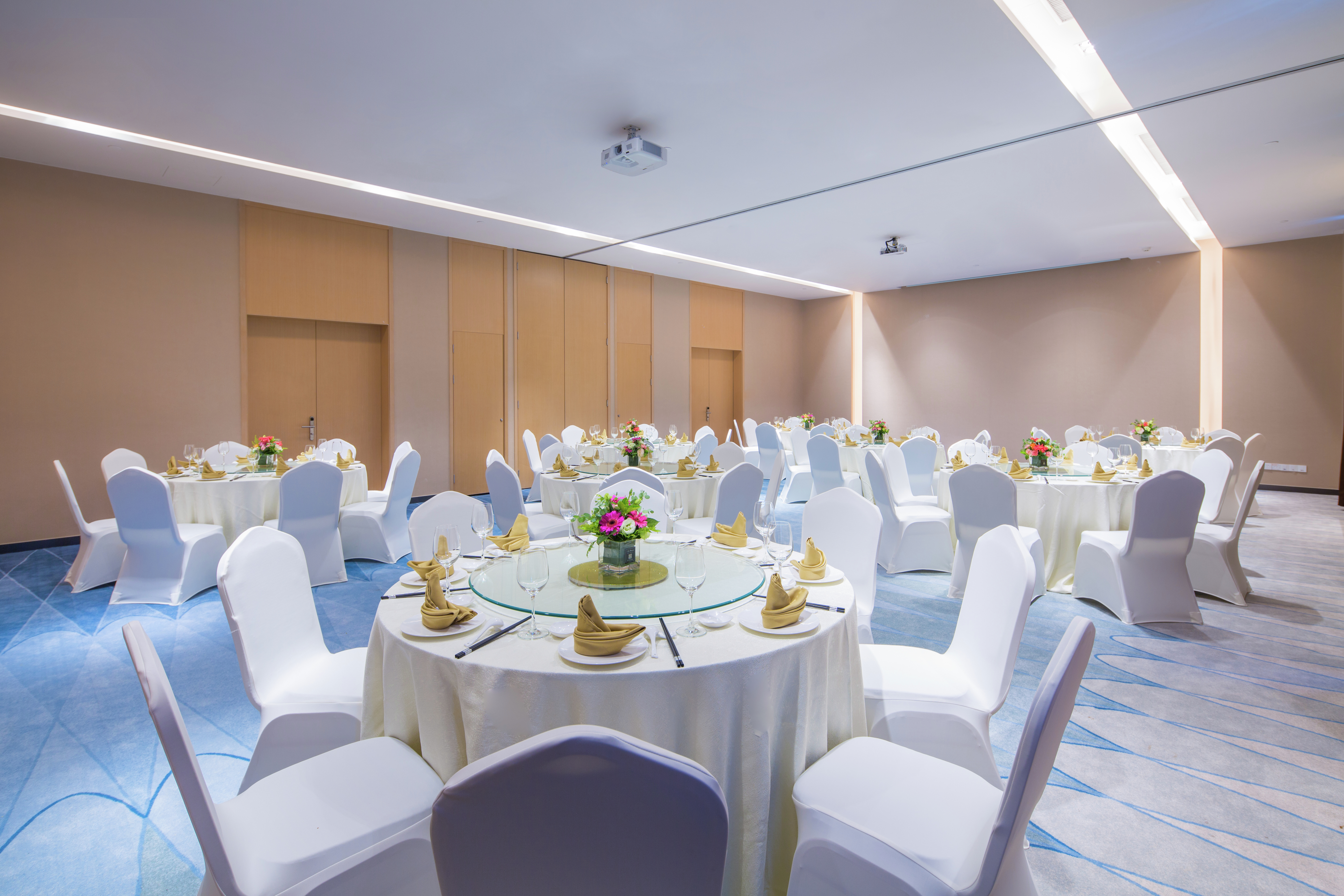 Ballroom With Banquet Set Up