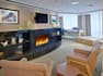 Fireplace and HDTV in Lobby Seating Area