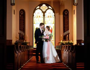 Bride and Groom inside Chapel