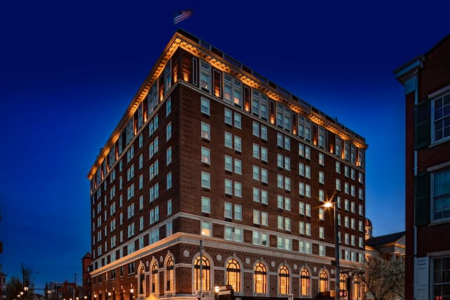 night exterior viw of hotel