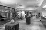 Tall Round Lined Event Tables in Foyer