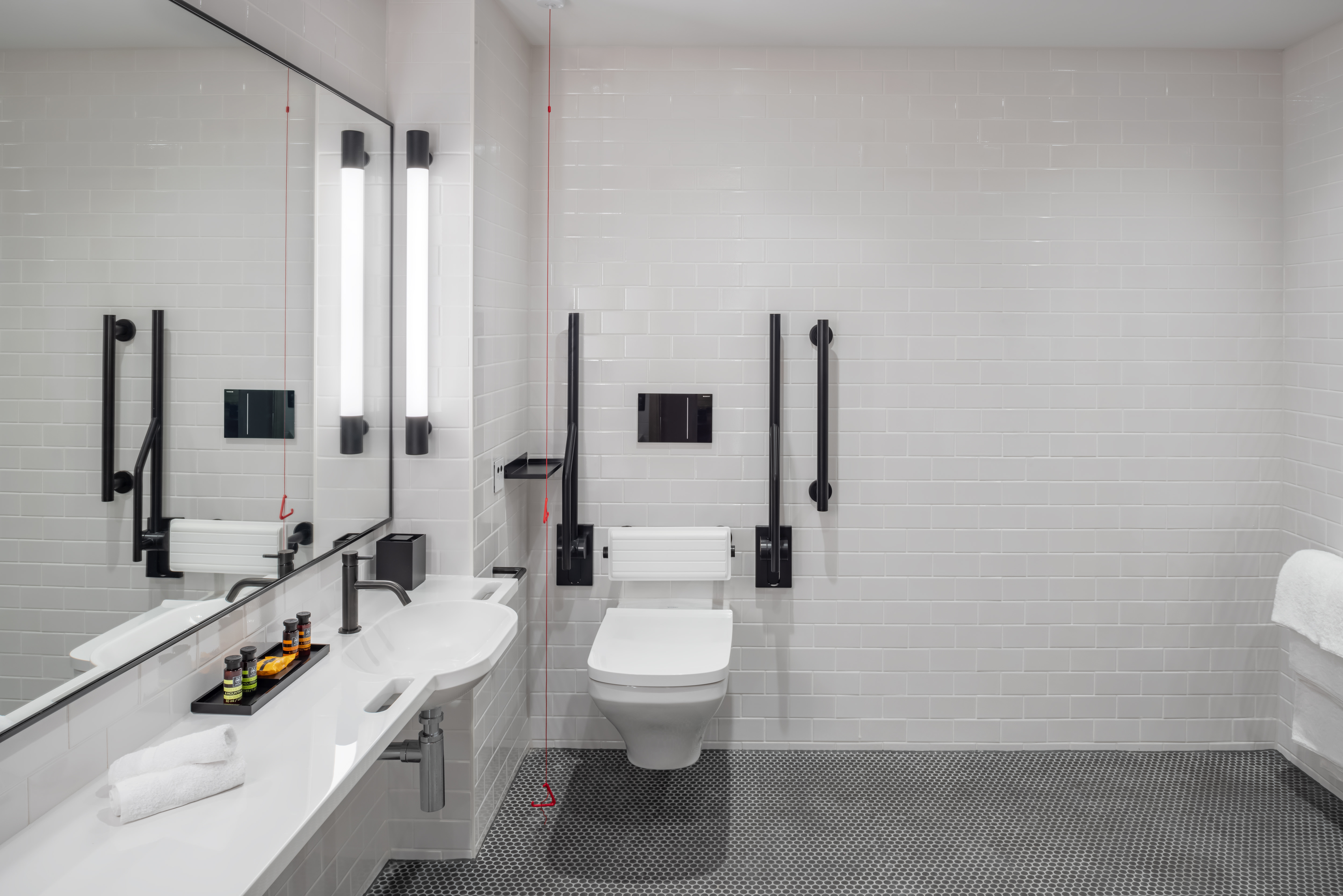 Accessible bathroom with grab bars