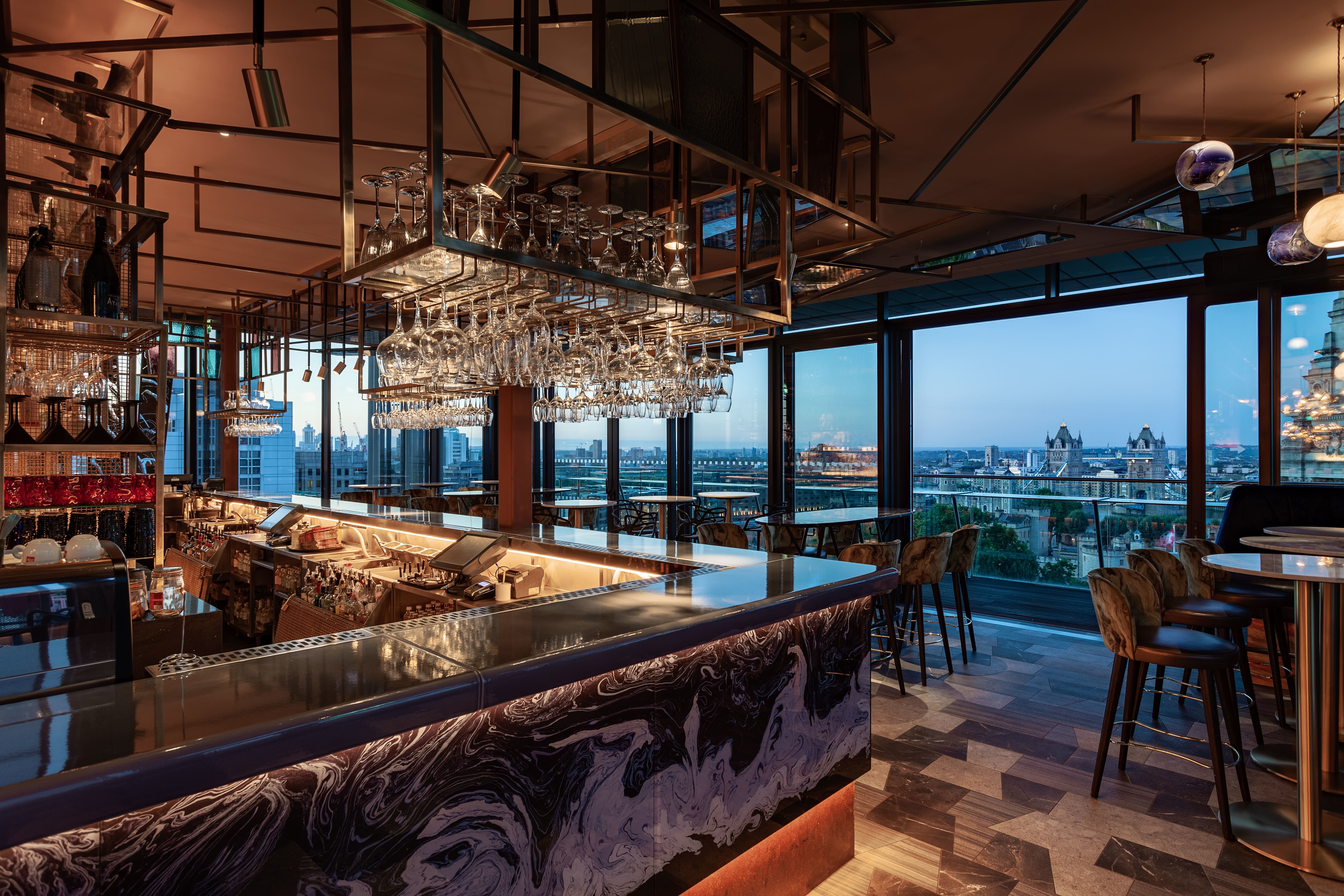 Savage Garden Bar Area with View of the City