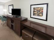 Work Desk, TV and Seating