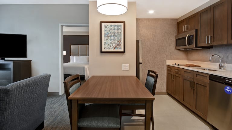 guest room kitchen with dining table