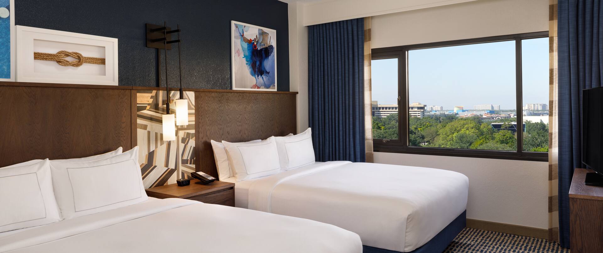 twin beds in room with view