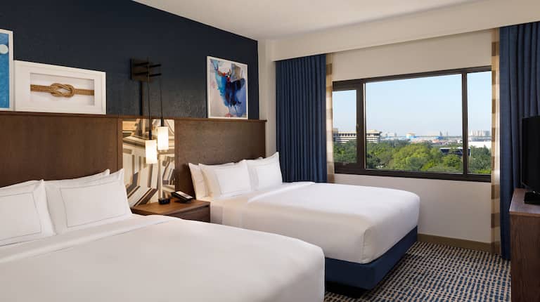 twin beds in room with view