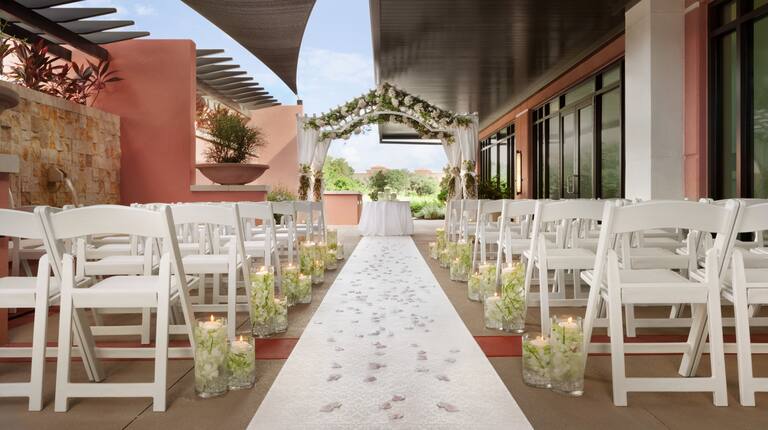 Outdoor Patio Wedding Reception Setup