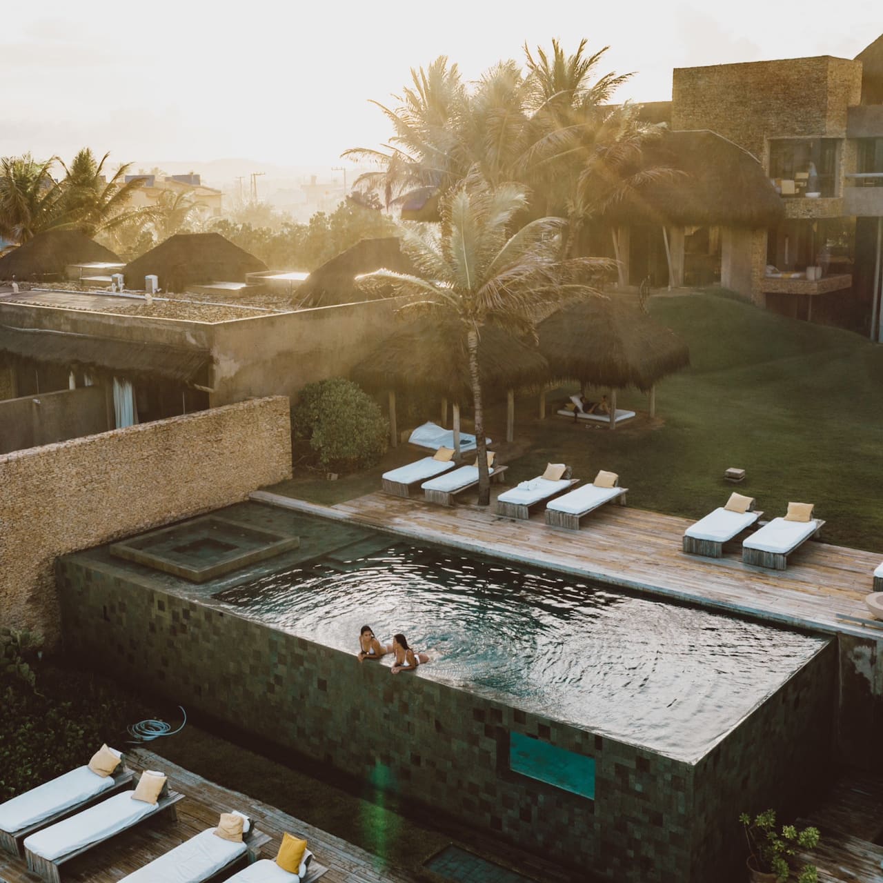 private pool and deck in lush setting