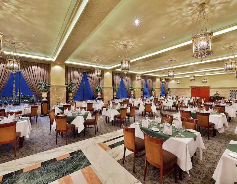 Savor Oriental and international cuisine as you take in views of the Holy prophet?s Masijid 