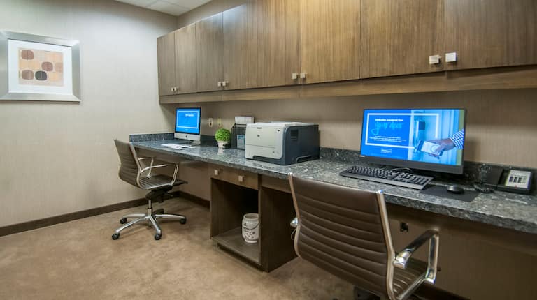 Business Center with Two Computers and a Printer