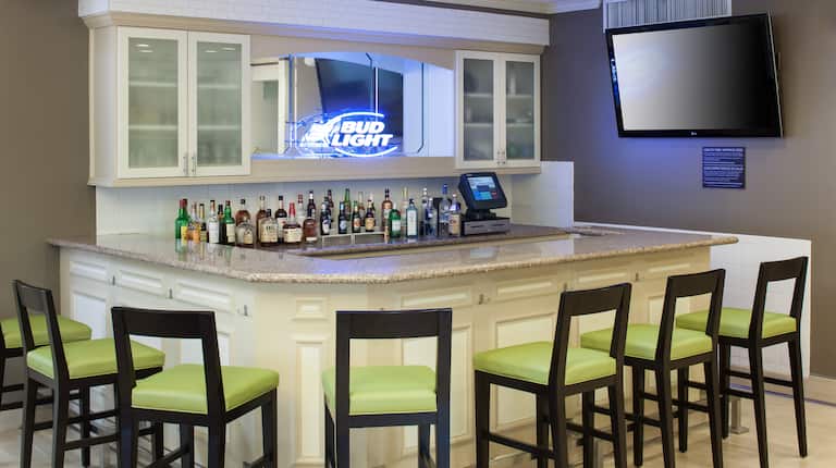 Bar With Seating and TV screen