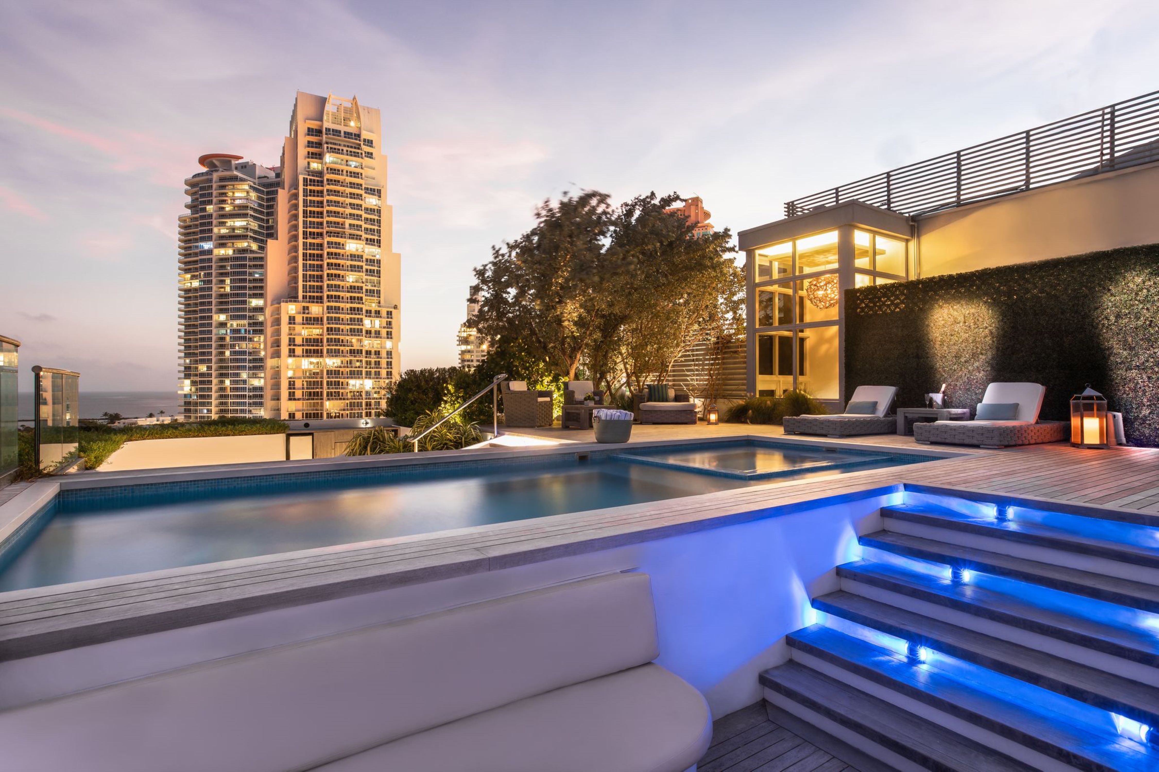 Penthouse Suite Pool at Night
