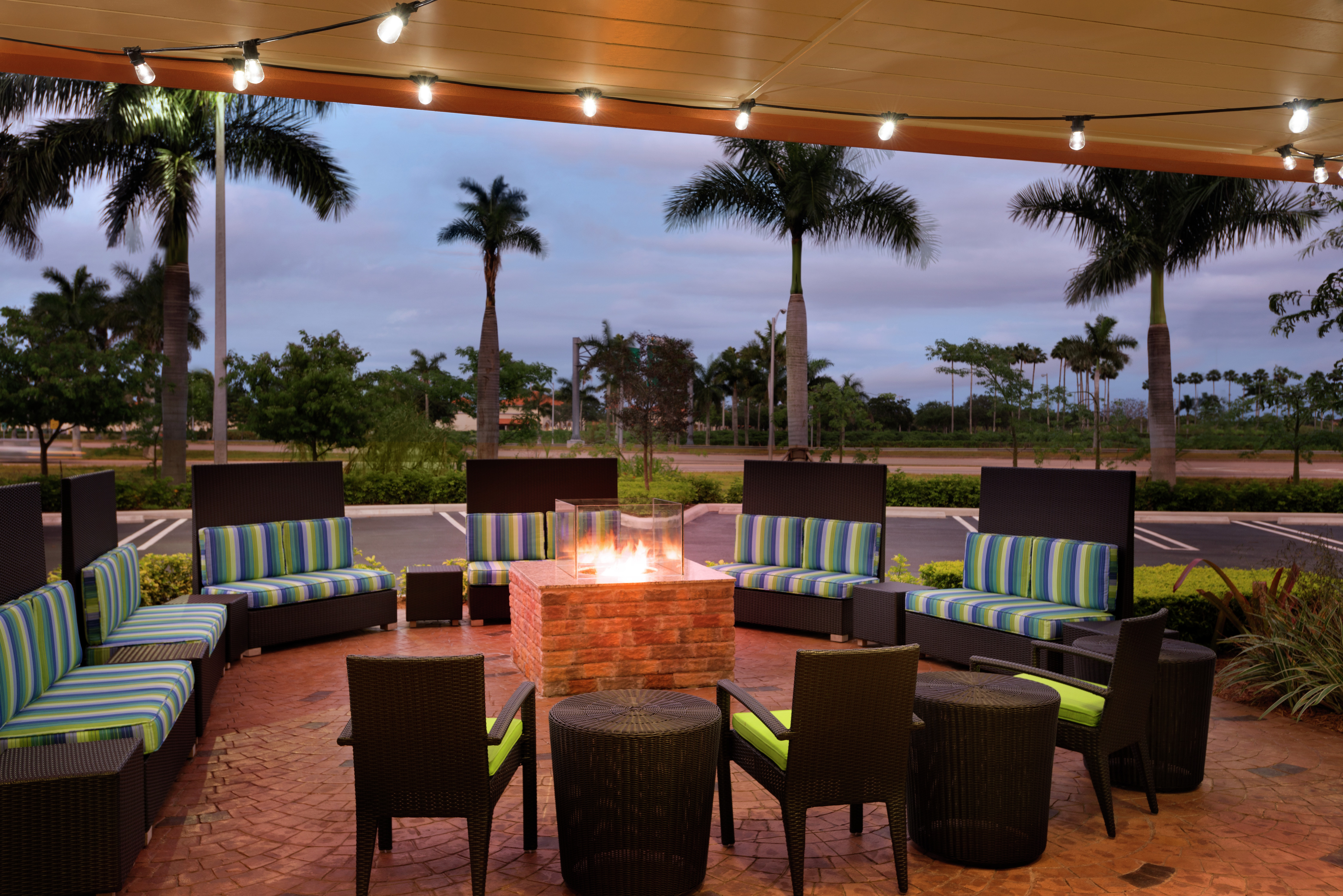 Outdoor Patio With Fire Pit Evening
