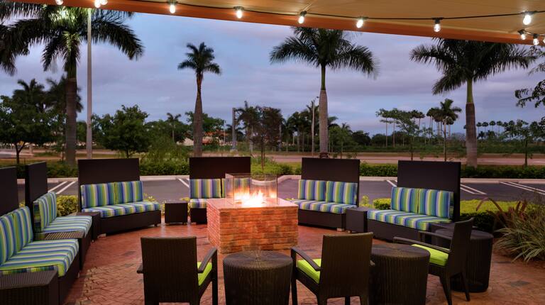 Outdoor Patio With Fire Pit Evening