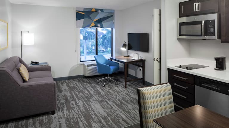 King Suite with Lounge Area, Work Desk, Room Technology, and Kitchenette