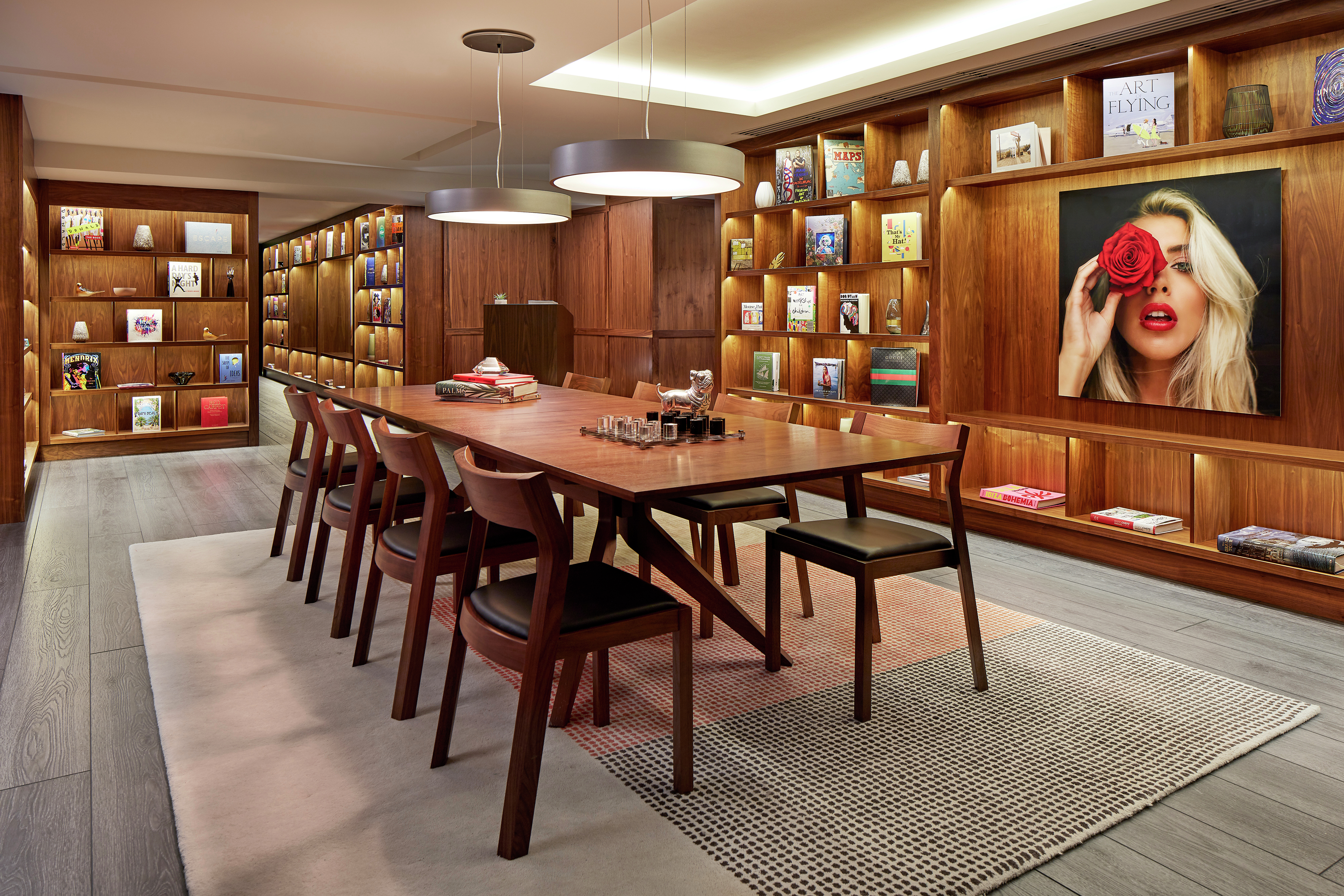 Library with Table, Chairs, and Walls of Books