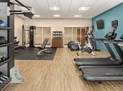 Convenient on-site fitness center fully equipped with cardio machines and free weights.