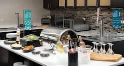 Counter Set up with Snacks and Drinks