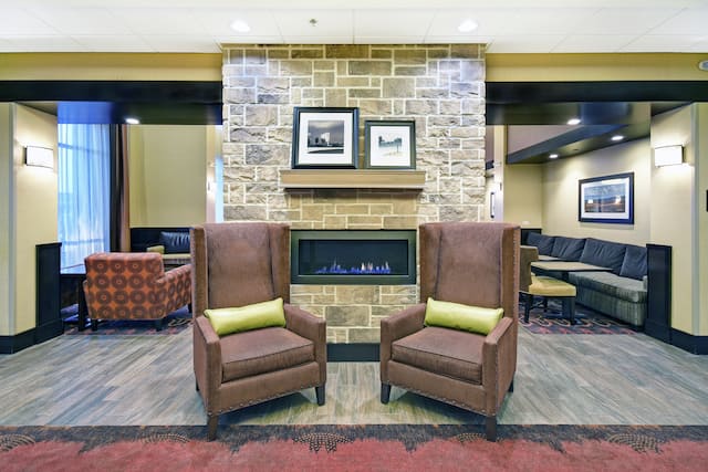 Lobby Seating Area with Fireplace