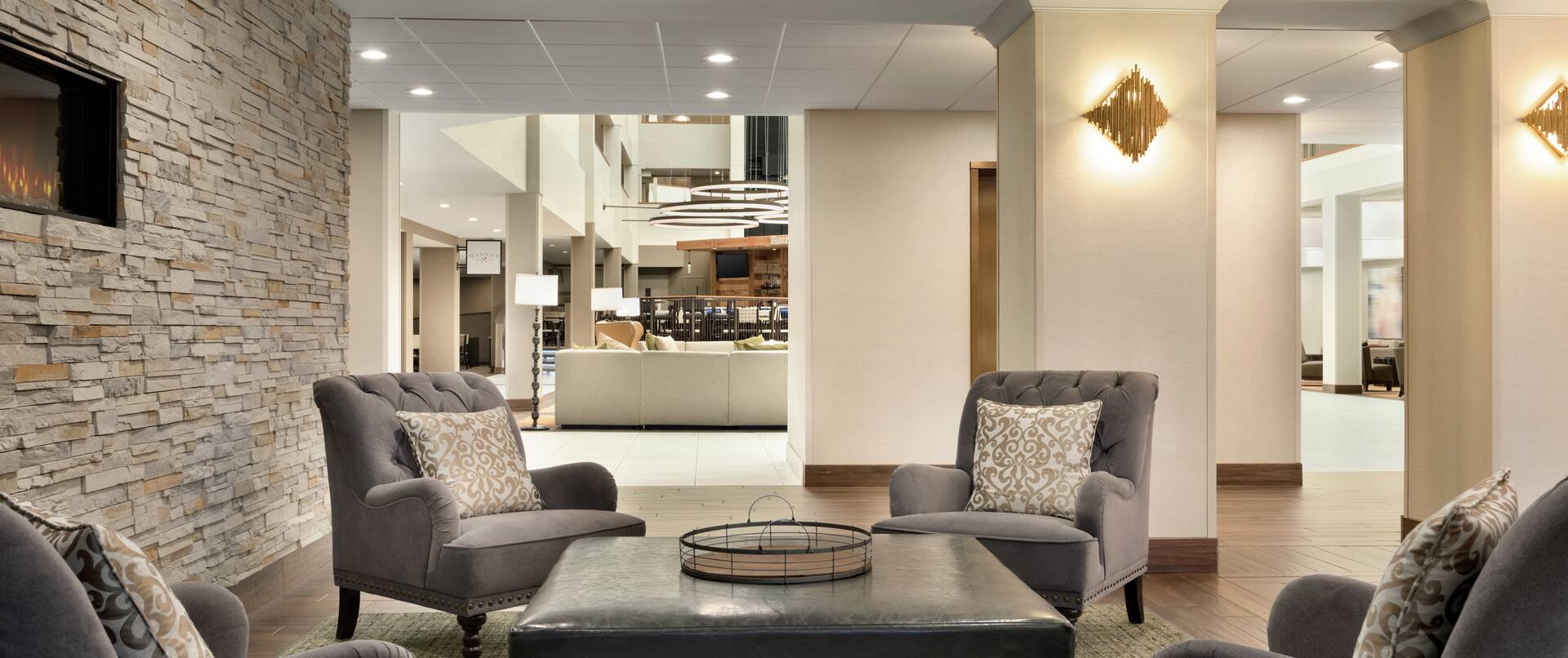Chairs Around a Coffee Table in Lobby Sitting Area