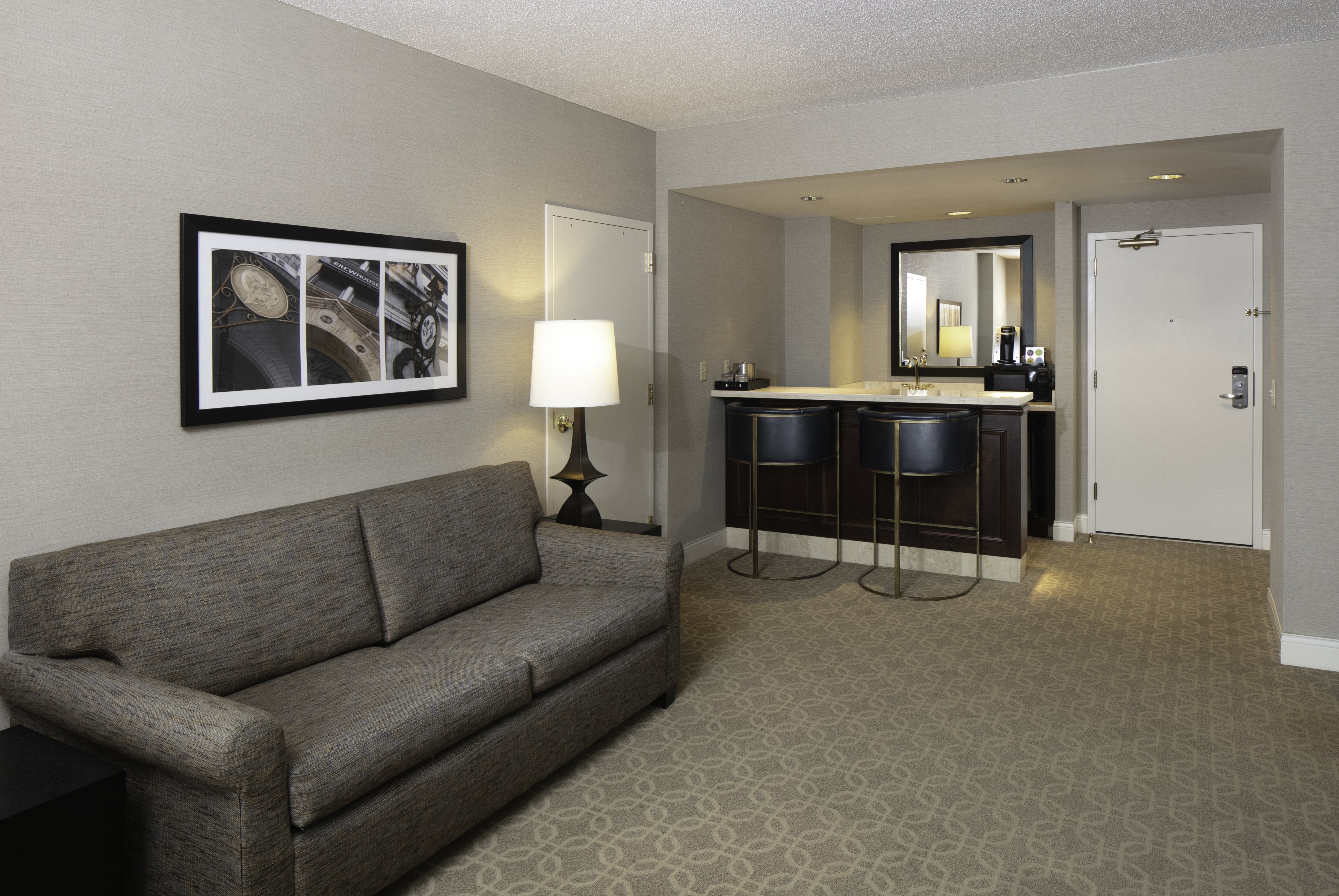 Guestroom with Sofa and Wet Bar