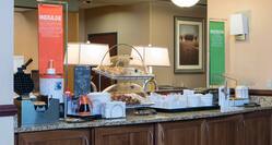 Breakfast Buffet Area Counter with Waffle Maker and Pastry Trays