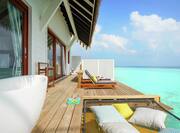 Overwater Pool Villa Deck with Lounge Area and Outside View