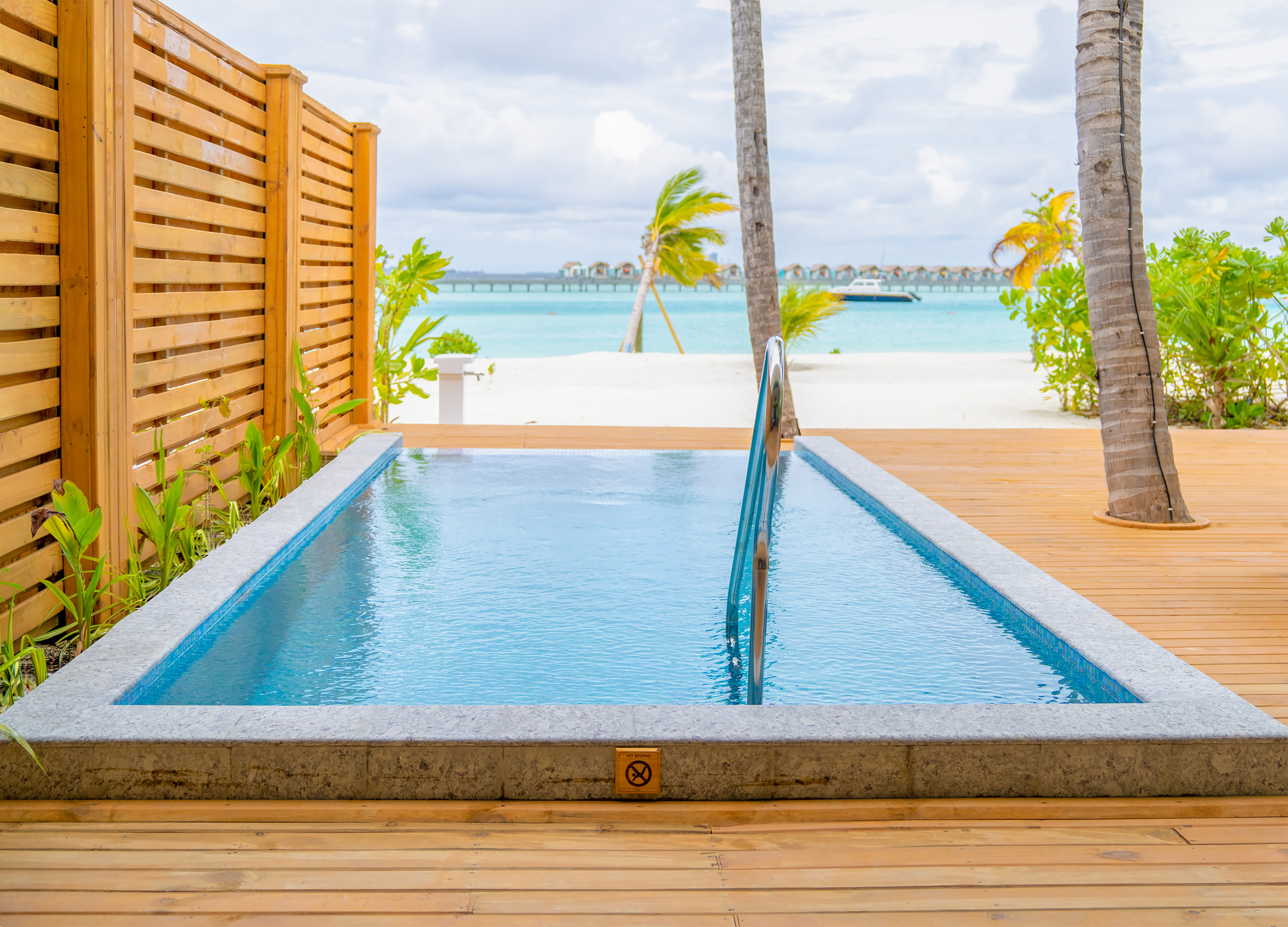 Outdoor Pool Area in Guest Room with Beach View