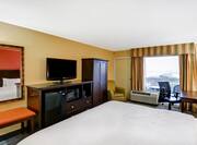 Guestroom with King Bed, Television, Fridge, Microwave, Work Desk and Outside View