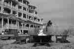 Hotel exterior with fire pit on beach