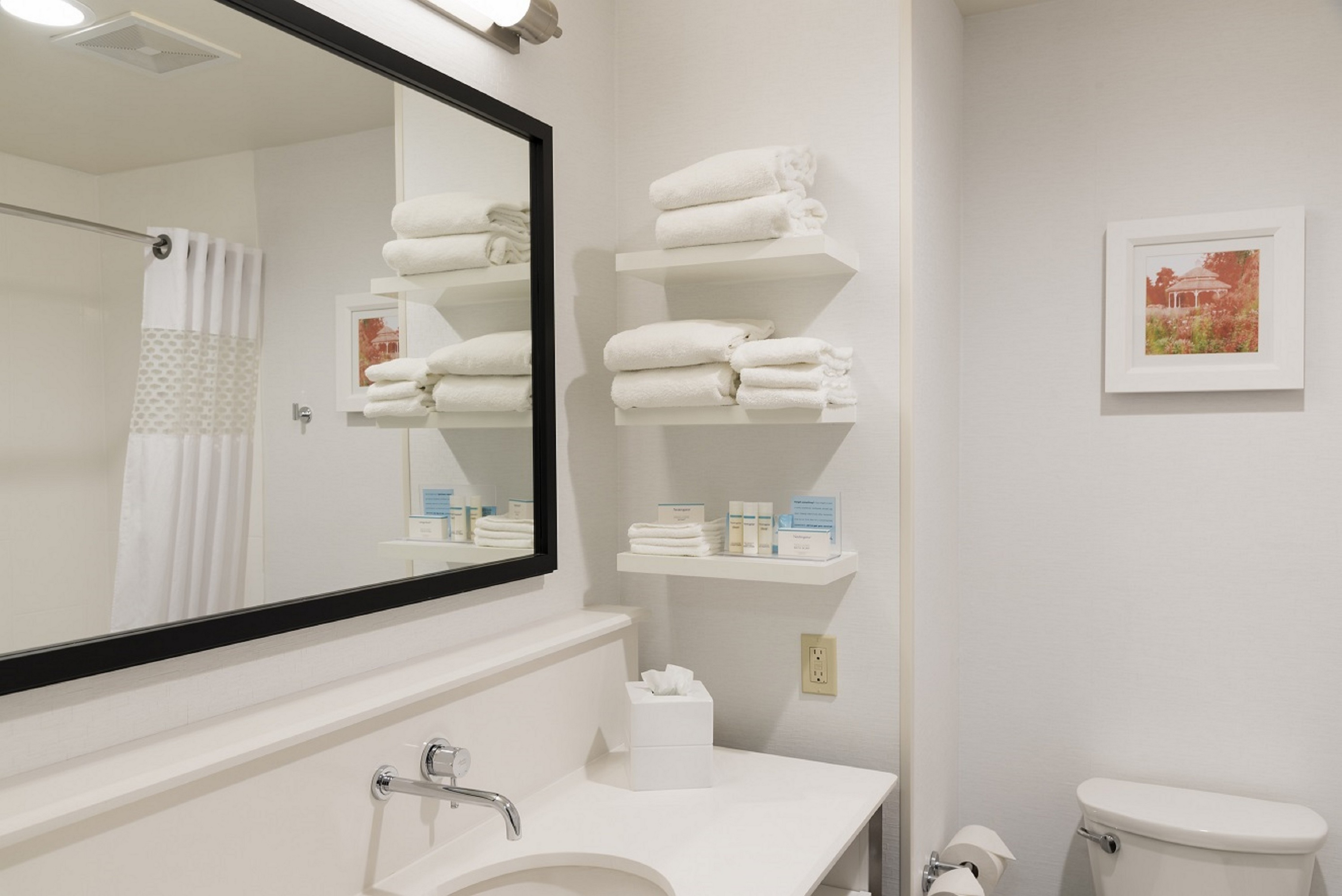 Guest Bathroom Vanity and Towel Shelves