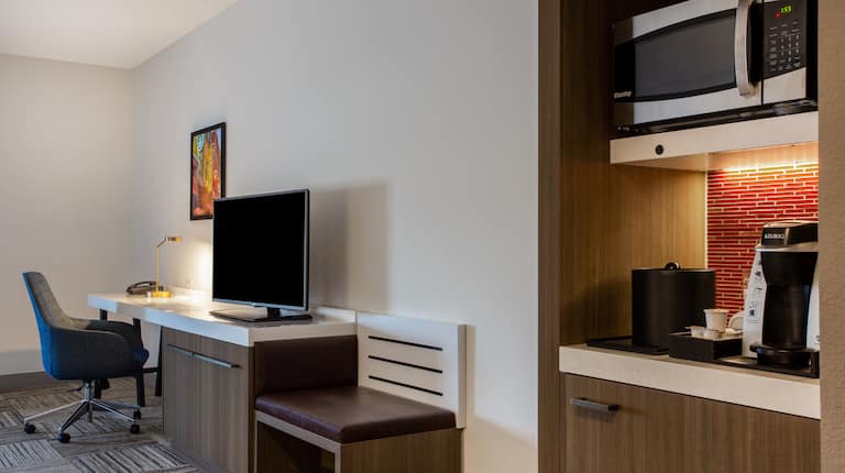 tv and microwave in room