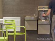 Convenient eco-friendly water bottle refill station and water fountain for guests.