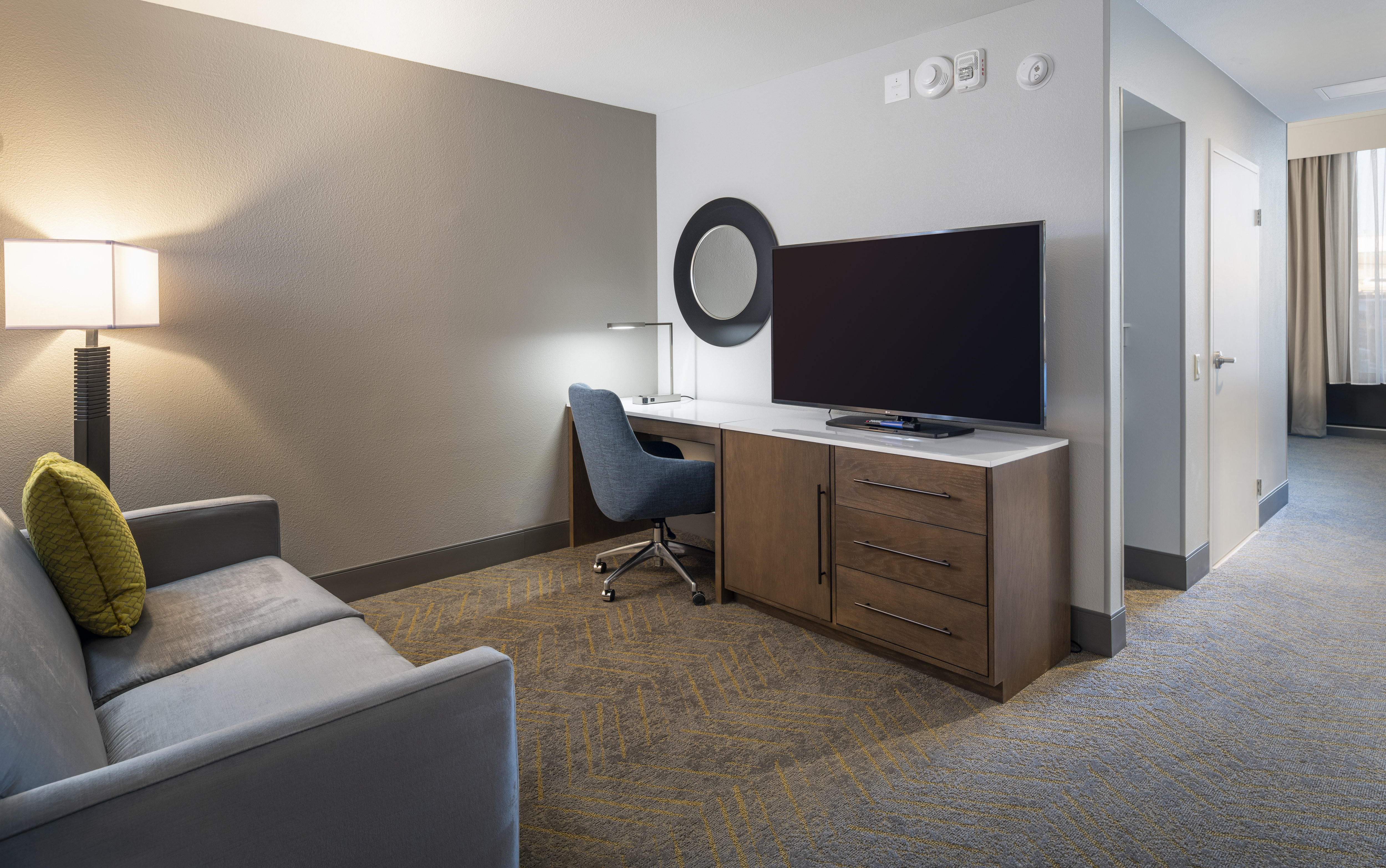 Desk and HDTV in Accessible Suite