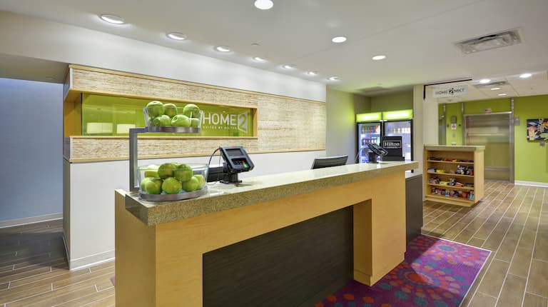 Front Desk and Snack Shop in Hotel Lobby