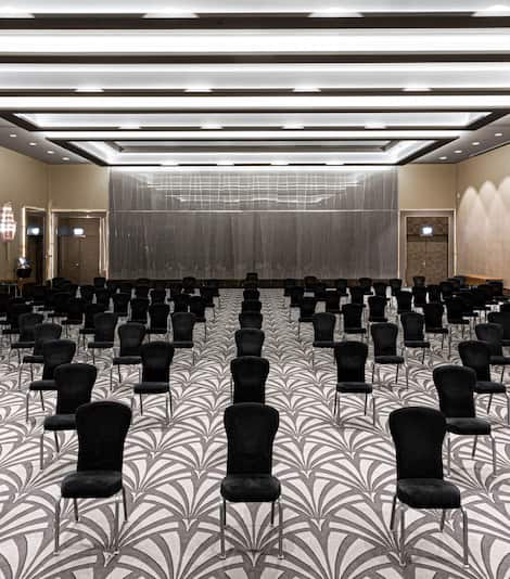 Black Chairs Setup in Ballroom for an Event