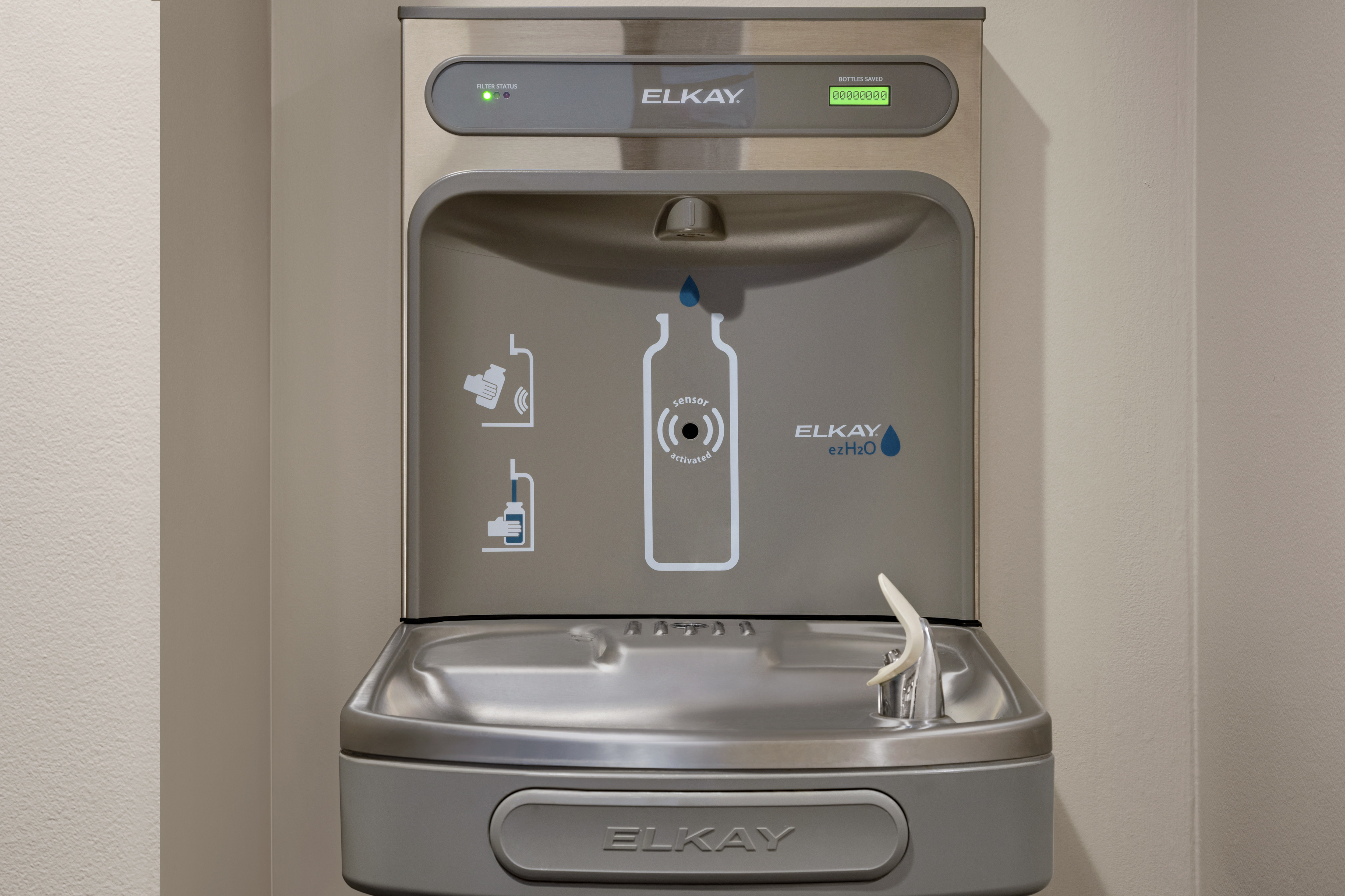 Convenient and eco-friendly on-site water bottle refill station.