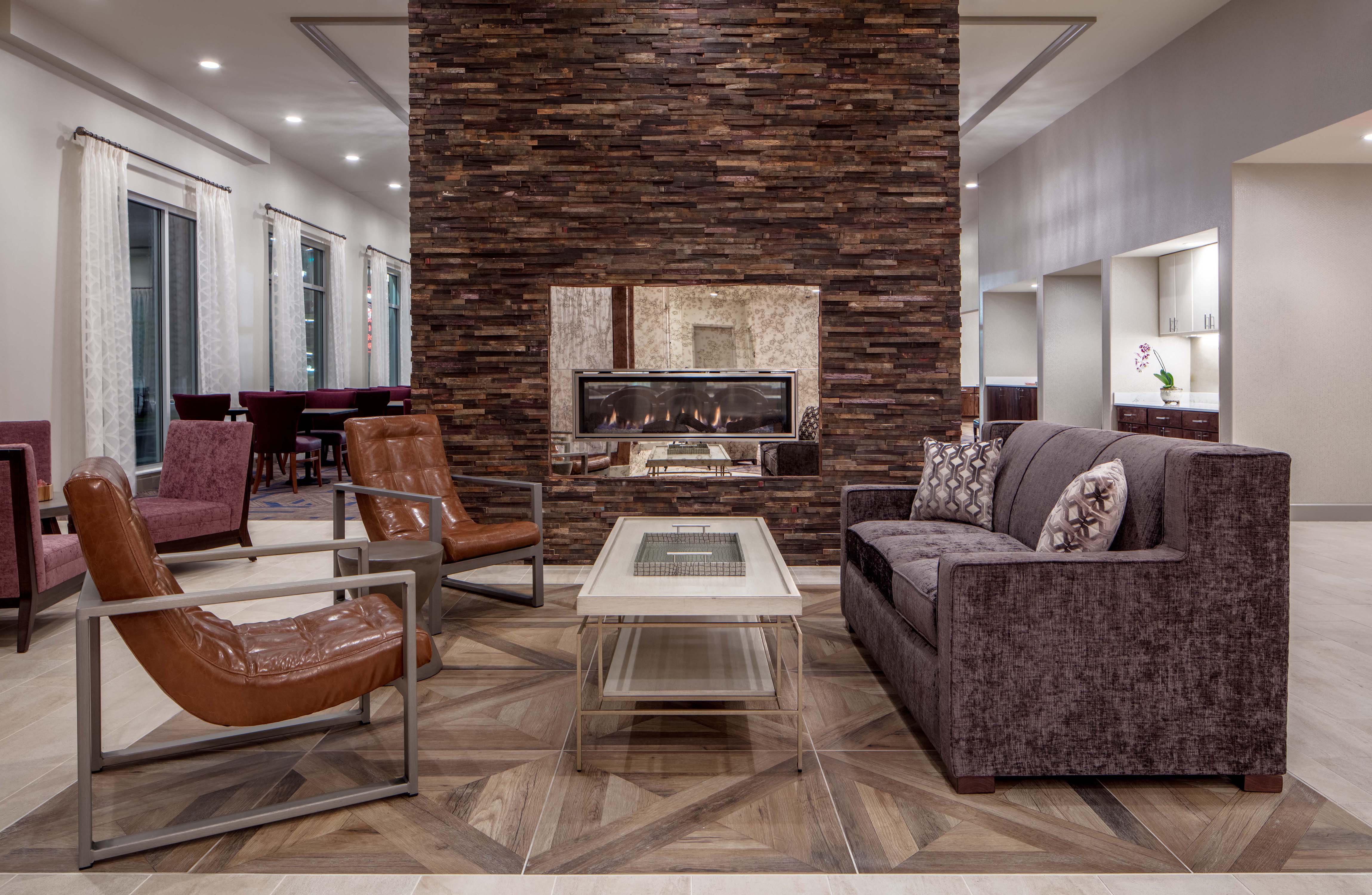 lobby lounge and fireplace