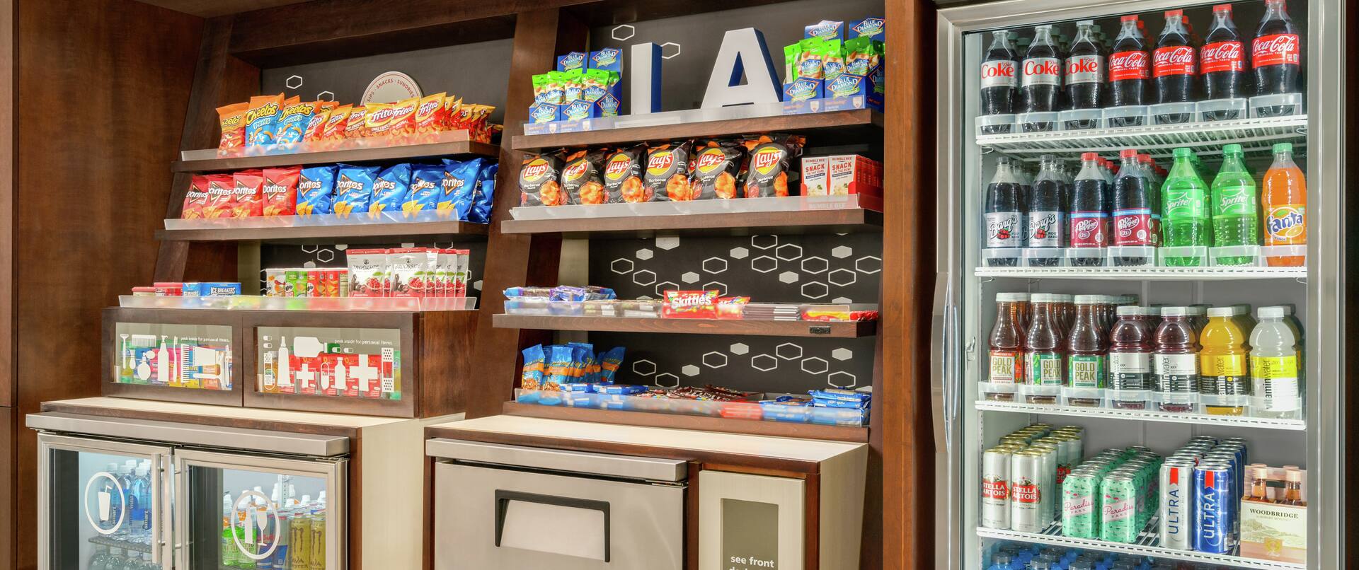 Convenient on-site snack shop fully stocked with delicious food and beverages.