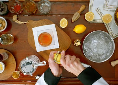 Ingredients for a Sazerac at The Roosevelt, A Waldorf Astoria Hotel.