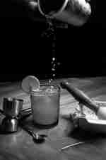 Cocktail being made in glass