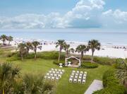 Outdoor Wedding Venue on Lawn with Beach View