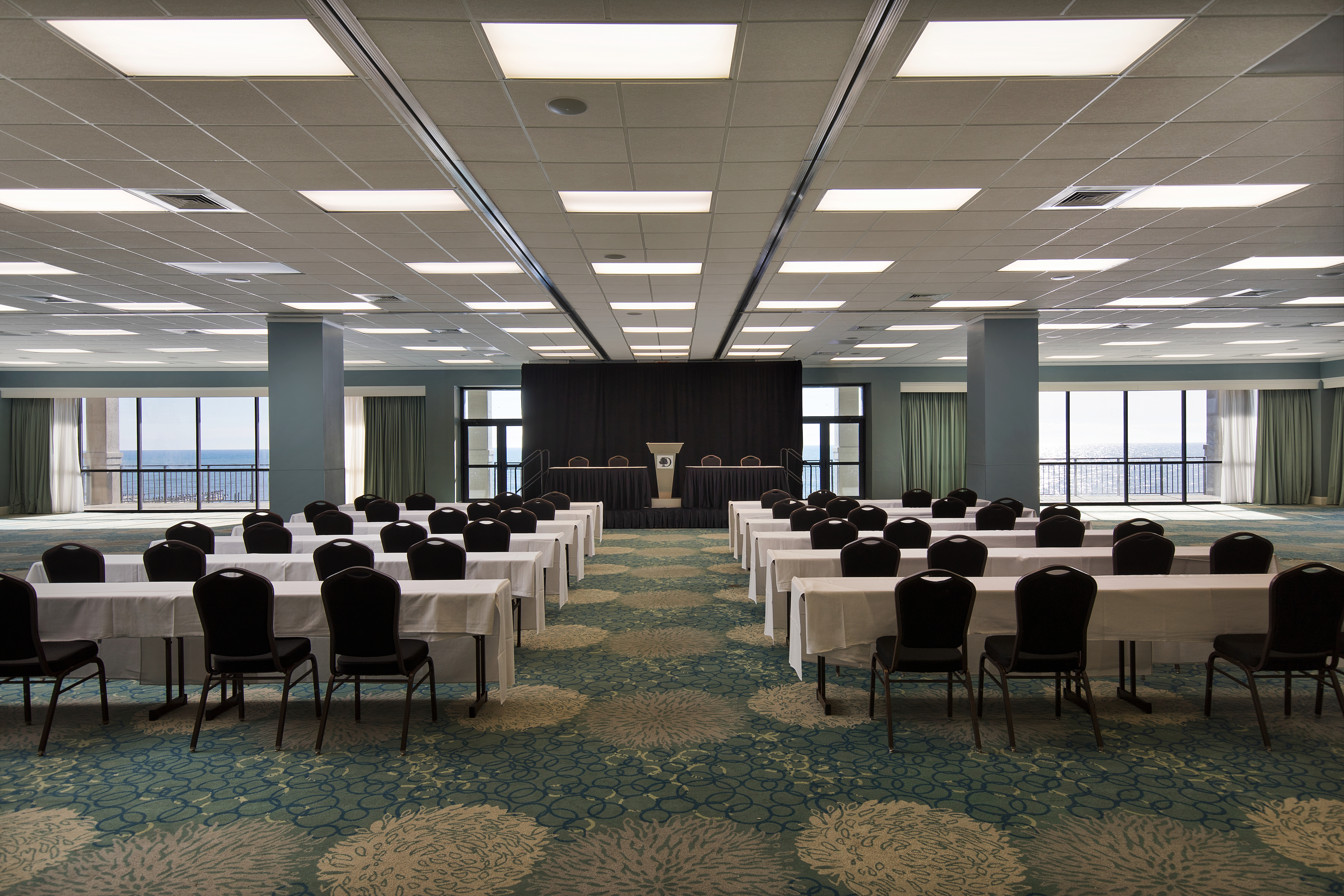 Spacious Ballroom with Classroom Table Layout