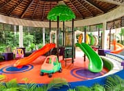 Childrens playground indoor area with slides